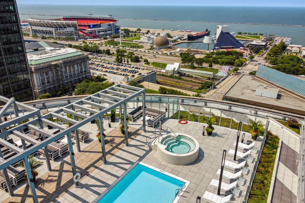 Downtown Cleveland from the rooftop of The Bell Apartments